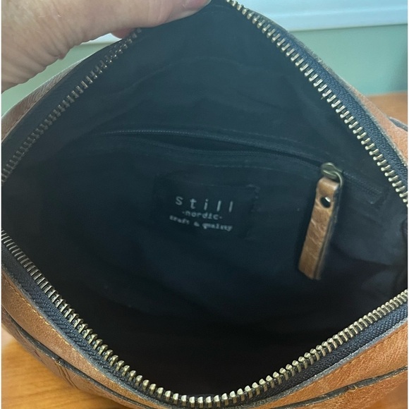 STILL NORDIC Boho Tan Camel Genuine Leather Crossbody Shoulder Bag Everyday - Picture 9 of 14